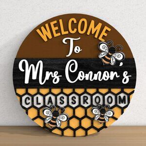 Classroom Welcome Wooden Board – Sweet Honey Bee Theme